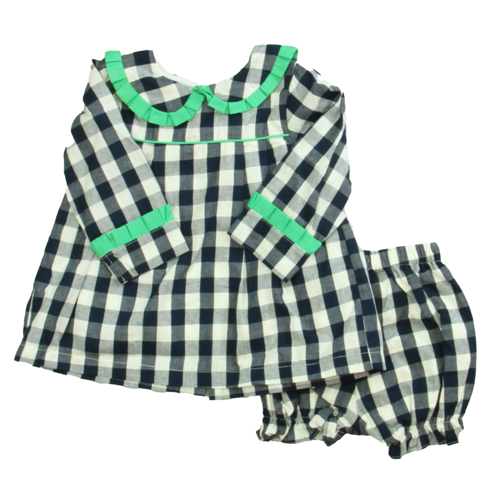 Oaks Apparel Girls Navy | White | Green Apparel Sets size: 12 Months